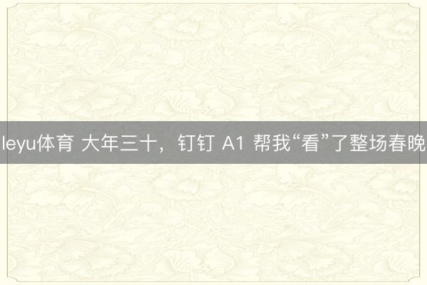 leyu体育 大年三十,钉钉 A1 帮我“看”了整场春晚